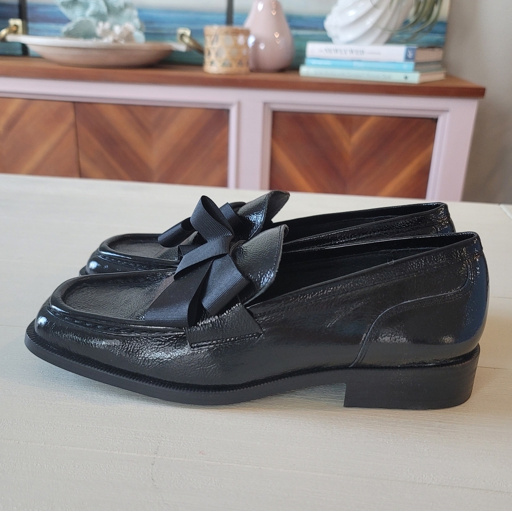 🆕️ Anthropologie Maeve Bow Square Toe Loafers - Picture 7 of 13
